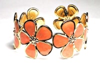 SS-20-O STAINLESS STEEL CUFF BRACELET IN ORANGE FLOWER