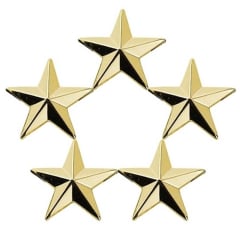 Five Stars Cluster 7/16 Inch Insignia and Clutch Backs 4479