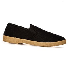 Zig-Zag Black Slip on Canvas Shoes - 7206