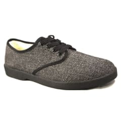 Zig-Zag Black Herringbone Shoes - 7210