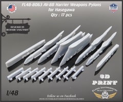 FL48-8063 AV-8B Weapons Pylons for Hasegawa