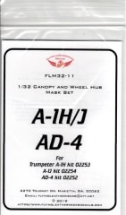 FLM32-11 A-1H/J, AD-4 Canopy/Wheel Mask for Trumpeter