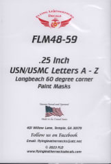 FLM48-59 .25 inch USN/USMC Letters A-Z, Longbeach 60 degree corners