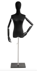 Female display dress form with natural canvas torso on wooden flat base adjustable retail mannequin for boutiques and designers