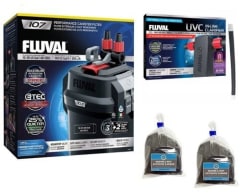 Fluval 107 Canister Filter w/ Fluval UVC In-Line Clarifier Package