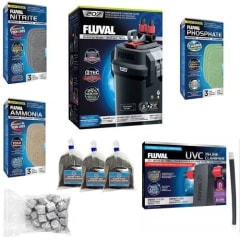 Fluval 207 Canister Filter w/ High Performance Media & UV Upgrade Package