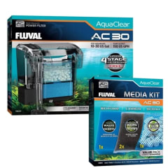 Fluval AquaClear AC30 Power Filter & Replacement Media Bundle