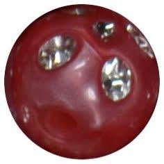 12mm Red Faux Pearl Bead with Rhinestones sold individually