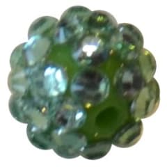 12mm Christmas Green Rhinestone Bubblegum Beads