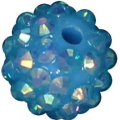 14mm Blue Rhinestone Bubblegum Beads