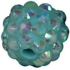 14mm Mint Rhinestone Bubblegum Beads