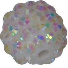 16mm White Rhinestone Beads