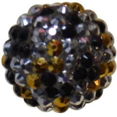 22mm Black, Silver, Gold Confetti Rhinestone Bead