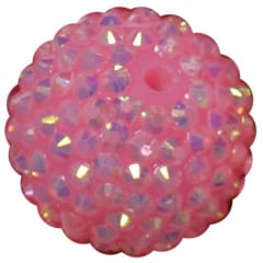 24mm Pink Metallic Resin Rhinestone Bubblegum Bead