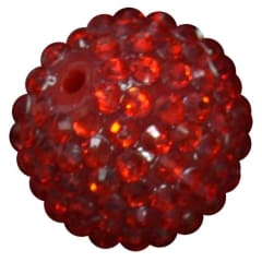 24mm Red Metallic Resin Rhinestone Bubblegum Beads
