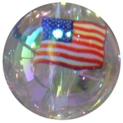 20mm American Flag Clear Bubblegum Beads