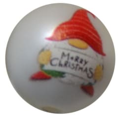 20mm Merry Christmas Gnome Print Bubblegum Beads