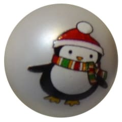 20mm Winter Penguin Print Bubblegum Beads