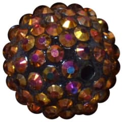 20mm Bronze Rhinestone Bubblegum Beads