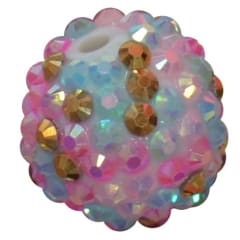 20mm Unicorn Confetti Rhinestone Bubblegum Beads