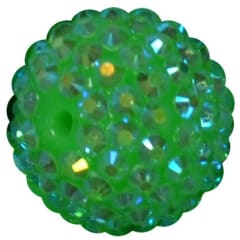 20mm Neon Green Rhinestone Bubblegum Beads