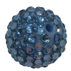 20mm Ocean Blue Rhinestone Bubblegum Beads