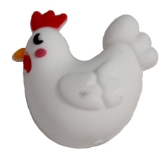 White Chicken 3-D Silicone Focal Bead
