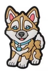 Cute Corgi Silicone Focal Bead with Flower detail
