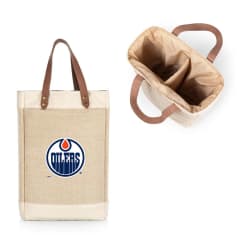 Edmonton Oilers - Pinot Jute 2 Bottle Insulated Wine Bag, (Beige)  