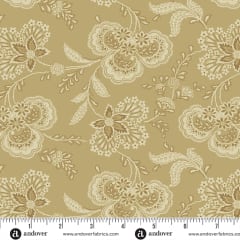 LIGHTHOUSE Allium in Lakehouse Tan by Laundry Basket Quilts shows a  small  scale floral in crisp sand.