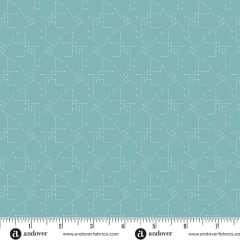 LIGHTHOUSE Shoreline in Splash Blue by Laundry Basket Quilts shows a  small  scale geometric blender in blue.