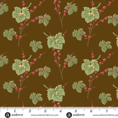 JINGLE BELL Leaves and Berries Chocolate Brown A-10345-N   by Laundry Basket Quilts