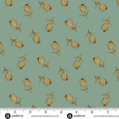 JINGLE BELL  Ornamental Tulips Vintage Blue  A-10353- B   by Laundry Basket Quilts