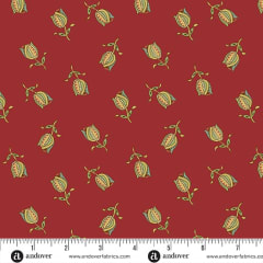 JINGLE BELL  Ornamental Tulips Cranberry A-10353- R   by Laundry Basket Quilts