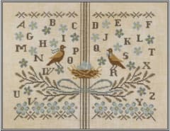 Flower Garden Sampler Cross Stitch Pattern by Artful Offerings by Artful Offerings shows five different kinds of songbirds.