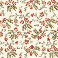 BUCKLEBERRY CHINTZ   Calico Sprays CREAM  by Michelle Yeo shows a light teal Blue fabric with a delicate floral spray in an all-over design.