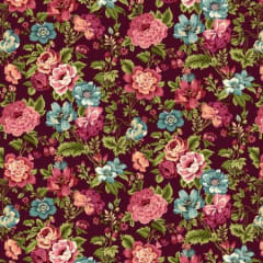 MARIAKERKE   RED  by Michelle Yeo   shows ared  floral fabric with flowers