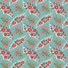 MARIAKERKE Teal Floral Leaf Trellis  by Michelle Yeo