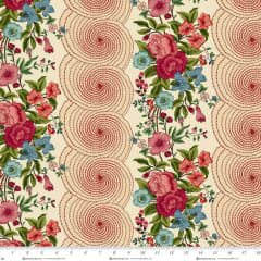 LOST GARDENS OF HELIGAN:  Border Stripe CREAM 3598-44    by Michelle Yeo