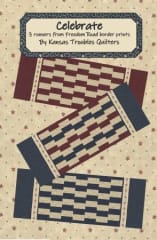 This quilt design features stars and stripes for the 4th of July in shades of red, tan and blue.