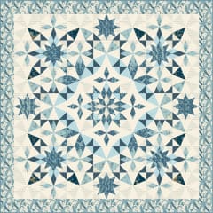 Alaska LARGE Quilt Pattern by Edyta Sitar shows a blue and white quilt.