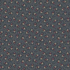 Blue Heart Song  by Pam Buda shows a blue vintage fabric reproduction.