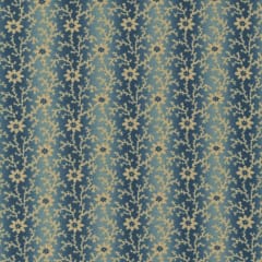 Kate's Garden Floral Trail Stripe Teal Blue by Betsy Chutchian for Moda