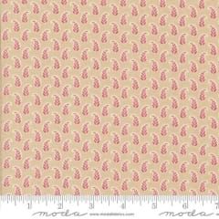 Rouenneries Trois Cherie Foulard  Oyster shows a small  delicate paisley like foularad print from the 19th century.