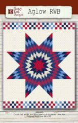 Aglow Quilt Pattern from Nancy Rink Designs shows a classic lone star quilt in red, white and blue fabrics.