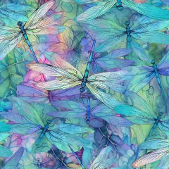 Dragonfly Illusions: Dream Packed Dragonflies # CD3205-DREAM shows a packed dragonfly design in light shades of blue and teal.