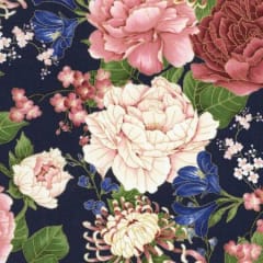 SAKURA Navy Metallic Blossom Floral  by Chonga-A Hwang