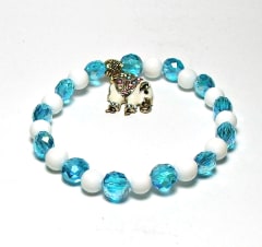 CB-10  STONE 8mm ROUND CRYSTAL BEAD BRACELET IN ELEPHANT  DESIGN-7 1/2"