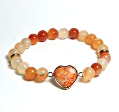 SB-055-STONE 8mm ROUND BEAD BRACELET IN HEART DESIGN-7 1/2"