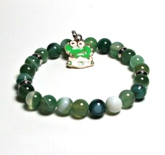 SB-116-STONE 8mm ROUND BEAD BRACELET IN GREEN CROCODLE DESIGN-7 1/2"